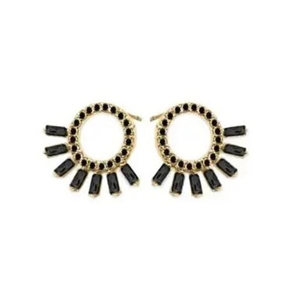 Kinsley Armelle Finley Collection Raven Earrings Black Zircon Gemstones - Picture 1 of 10